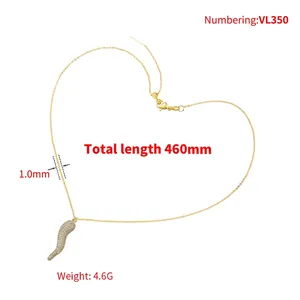 18K gold plated S-shaped chili pendant necklace with pavé cubic zirconia for women