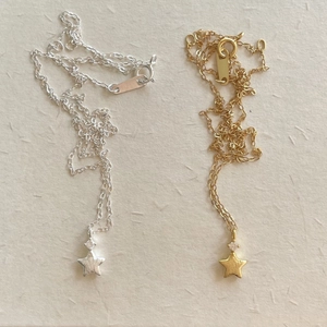 Minimalist 925 silver star necklaces with brushed finish and zircon in gold and silver