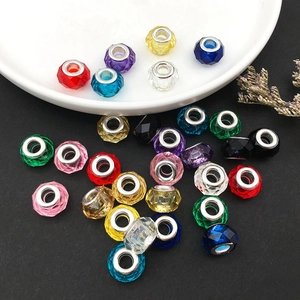 Faceted Resin Large Hole Beads With Metal Core Colorful DIY Jewelry Making Accessories For Bracelet Necklace Making