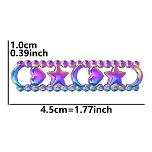 Rainbow plated stainless steel moon star heart connector pendant with size measurements