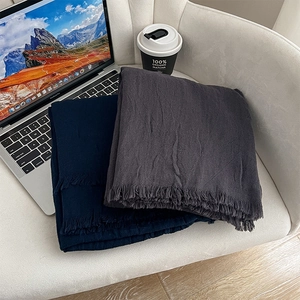 Meditation Shawl Scarf Cotton Woven Warm Soft Solid Color With Tassels For Yoga Prayer Home Office Travel Versatile Throw