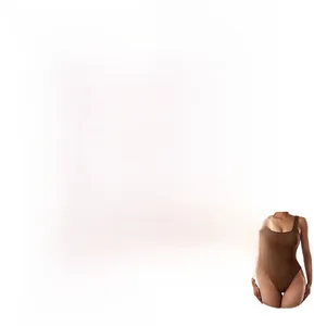 Detail view of brown seamless yoga bodysuit highlighting butt lifting and stretch fabrics