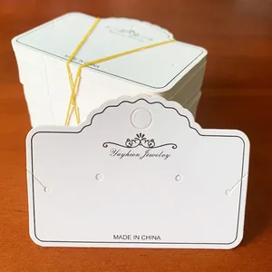 Detailed jewelry display card for earrings and necklaces, size 8.5x6cm, thick white paper
