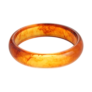 Vintage amber resin round geometric bangle featuring a polished tortoiseshell pattern