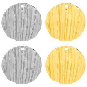 Round Hammered Pendant 304 Stainless Steel Charm For DIY Necklace Making 18K Gold Plated Wave Textured Jewelry Finding
