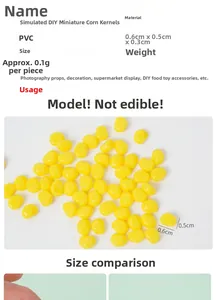 Macro detail of miniature PVC corn kernels for DIY crafts and photography props, not edible