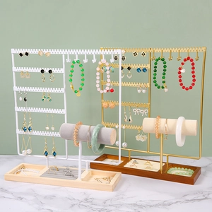 Organizzatore Gioielli Supporto Espositore Ferro Legno Orecchini Collana Bracciale Scaffale Portaoggetti Scrivania