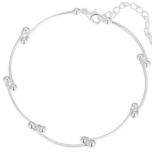 Minimalist 925 sterling silver beaded bracelet with adjustable lobster clasp and extension