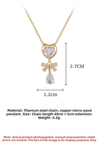 Detailed view of butterfly teardrop pendant necklace with dimensions 2.7cm by 1.2cm