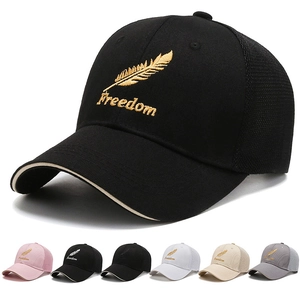 Freedom Feather Embroidery Baseball Cap Mesh Breathable Trucker Hat Cotton Adjustable Sunshade Unisex Outdoor Casual