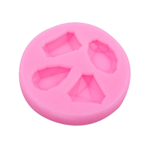 Pink round silicone gemstone mold with four shapes for cake fondant and chocolate making