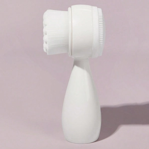 Dual-sided face cleanser brush with soft fibers and silicone massage bristles
