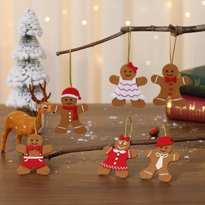 Christmas Hanging Ornaments Non-Woven Felt Gingerbread Man Star Tree House Snow Festive Holiday Decor