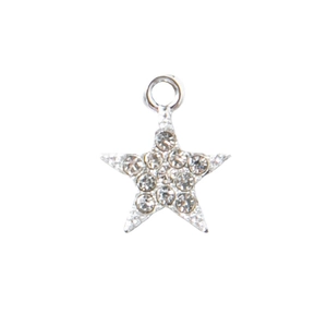 Star-shaped silver alloy pendant with sparkling rhinestones for DIY jewelry making