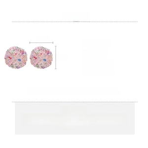 Detailed specs for colorful resin ball stud earrings including size and silver needle care