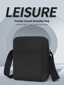Detail of waterproof nylon shoulder bag featuring large capacity and adjustable metal buckle