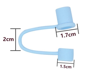 Blue silicone anti-loss strap for wireless earbuds with precise size measurements