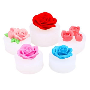 3D rose flower silicone mold set for scented candles and DIY plaster crafts