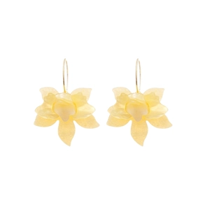 Boucles d'oreilles créoles en résine jaune en forme de fleur pour bijoux de vacances