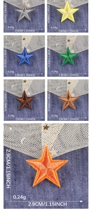 Detailed view of colorful 2.9cm embroidered star patches for apparel and accessories
