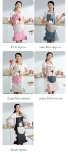 Waterproof kitchen apron with coral fleece hand towels and cartoon girl pattern