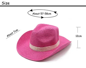 Size details for jazz straw hat: 57-58cm circumference, 12cm height, and 7cm wide brim