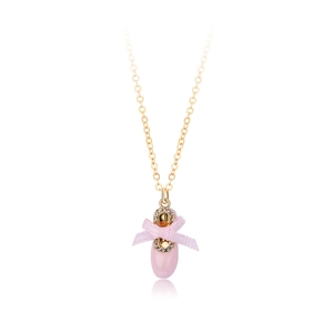 Collana con ciondolo scarpetta danza rosa, catena dorata e cristalli scintillanti