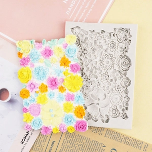 Silicone flower mold for DIY resin crafts with realistic roses and sunflowers