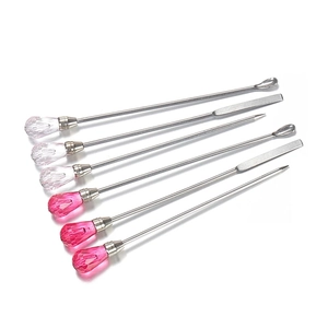 Professional 6-piece pink crystal handle stainless steel makeup mixing tool set