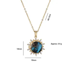 Ethereal starburst pendant necklace in titanium steel with galaxy center and zircon accents