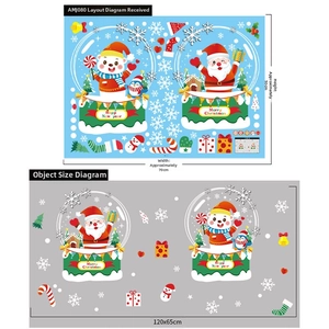 Detail showing 70x50cm Christmas window stickers set with Santa, reindeer, and snowflakes