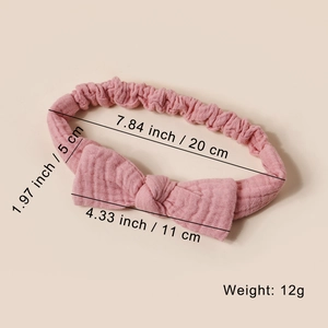 Bandeau bébé en coton rose avec grand nœud et bandeau large élastique pour enfants