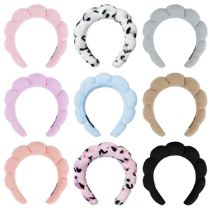 Cloud Sponge Padded Headband And Wristbands Coral Fleece Bow Hairband For Face Washing Makeup Spa Yoga Soft Thickened