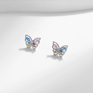 Exquisite Schmetterlings-Ohrstecker aus 925er Sterling Silber mit bunten Zirkonia