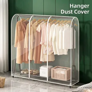 PEVA Garment Dust Cover Waterproof Moisture Proof Transparent Frosted Clothing Protector For Floor Standing Racks Closet Storage