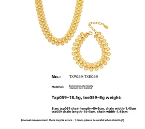 Detail specifications of golden titanium steel floral link necklace and bracelet set