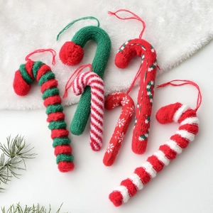 Christmas Hanging Ornaments Knitted Wool Felt Mini Hats Candy Canes Trees Festive Holiday Home Decoration Pendants