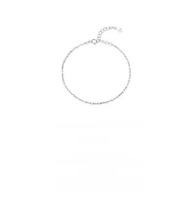 Detailed view of S925 sterling silver minimalist beaded chain with lobster clasp and tag