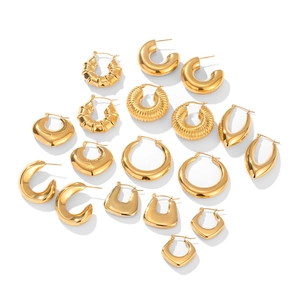 Collection of minimalist 18K gold plated stainless steel hoop and geometric earrings