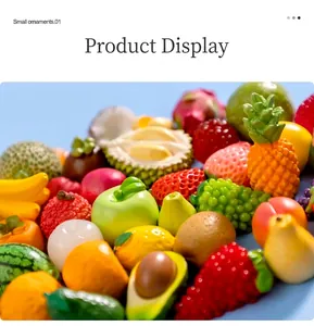 Miniaturas de fruta de resina, dijes de comida artificial para accesorios de manualidades DIY.