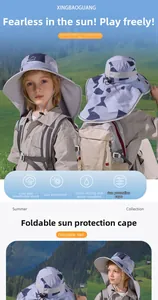 Cappello da sole mimetico per bambini con tesa larga e protezione per il collo