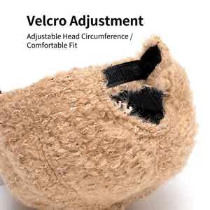 Beige lamb wool baseball cap with adjustable velcro strap for a comfortable custom fit