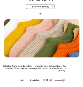 Gros plan détaillé de chaussettes courtes en coton côtelé aux couleurs variées sur carton