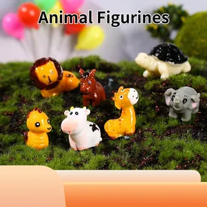 Resin Miniature Animal Figurines Cartoon Lion Elephant Cow For Fairy Garden Micro Landscape Desktop Decoration