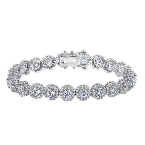 Hip Hop Copper Cubic Zirconia Tennis Bracelet For Men Women Iced Out Sparkling Round Stone Link Chain Bracelet Jewelry