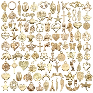 DIY Pendants Charms Mixed Styles Zinc Alloy KC Gold Plated For Necklace Bracelet Making Jewelry Findings Handcrafted