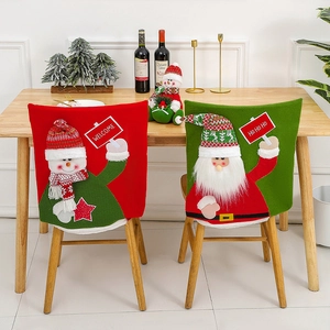 Christmas chair covers featuring Santa and Snowman patterns for festive dining decor