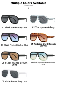 Detailed comparison of vintage oversized square pilot sunglasses in seven color variants