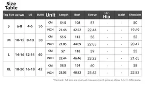 Size guide table for women's long sleeve faux fur coat showing length, bust, and sleeve measurements