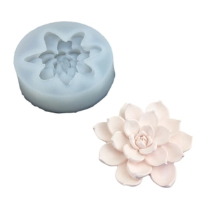 Succulent flower silicone mold with pink clay finished product for DIY cake and crafts